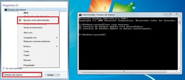 Simbolo del sistema en Windows 7 como administrador