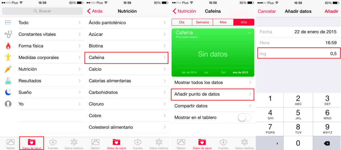 Como incorporar datos a la aplicación salude en iOS de manera manual