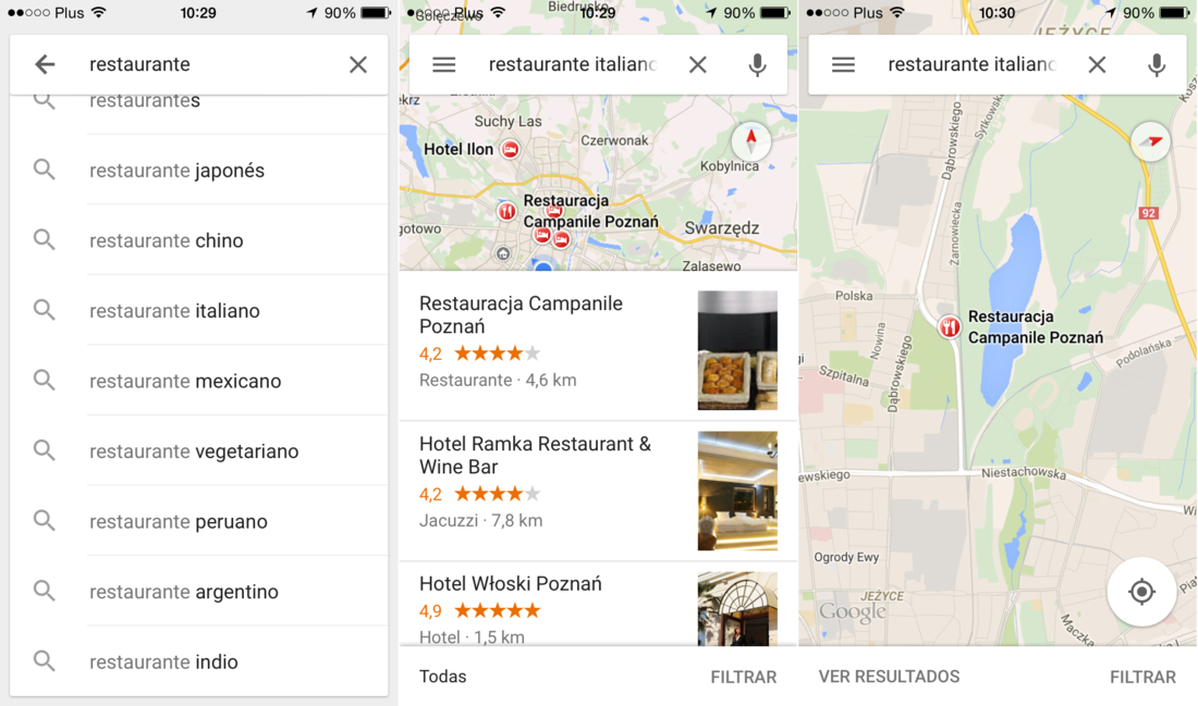 Buscar restaurantes en Google maps segun su tipo de cocina