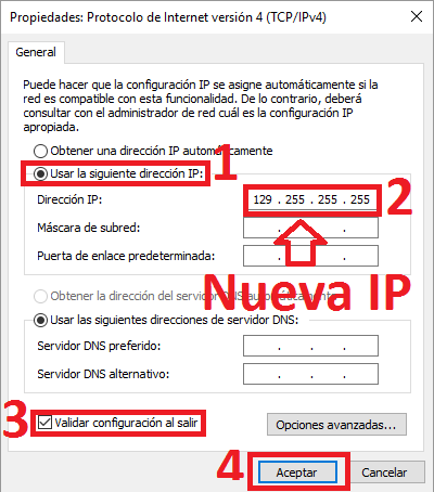 Cambio de IP en un ordenador con Windows 10