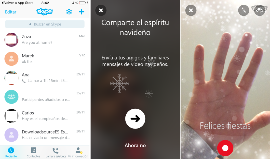 Actualización de Skype te permite grabar un video navideño para felicitar las fiestas