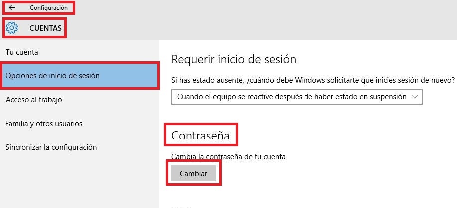 Cambiar contraseña de Windows 10 en las cuentas de usuario tanto de microsoft como local