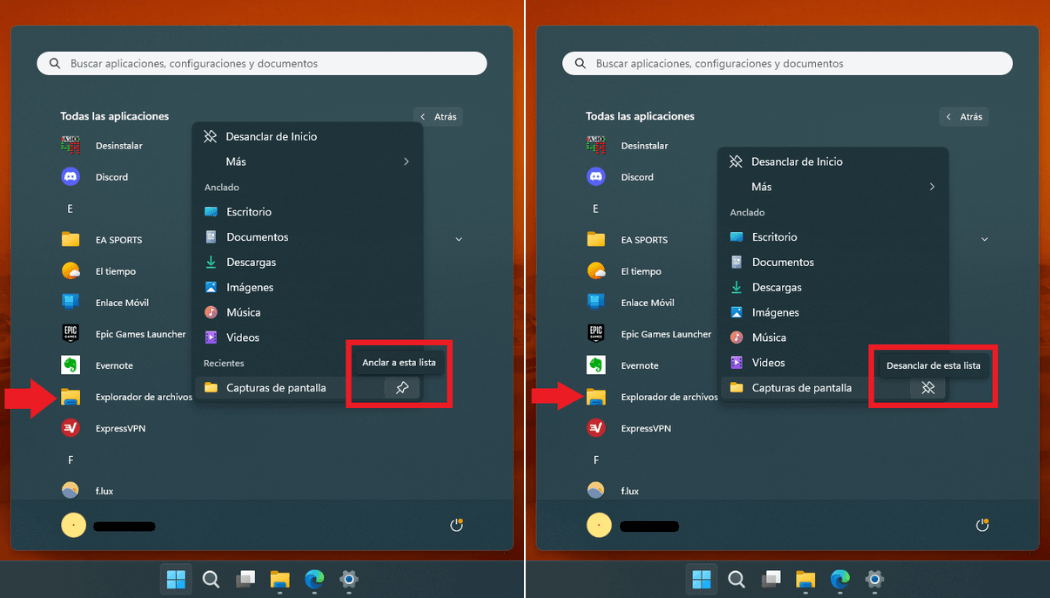 windows 11 como personalizar las jump list