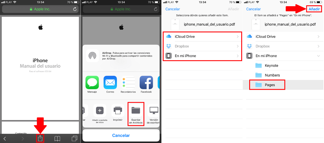 guardar archivos en la nueva app Archivos de iOS 11