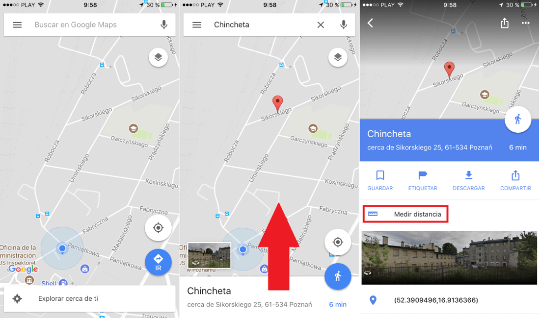 como medir distancias entre dos puntos del mapa dentro de la app de Google Maps