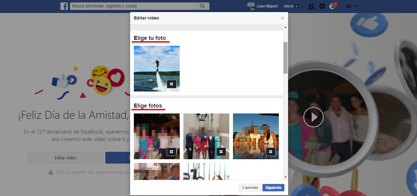 Personalizar el video de la amistad de Facebook