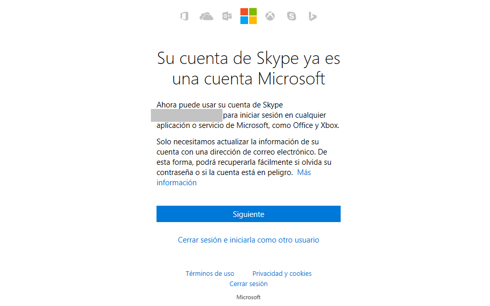 vincular tu cuenta de Microsoft con la de Skype