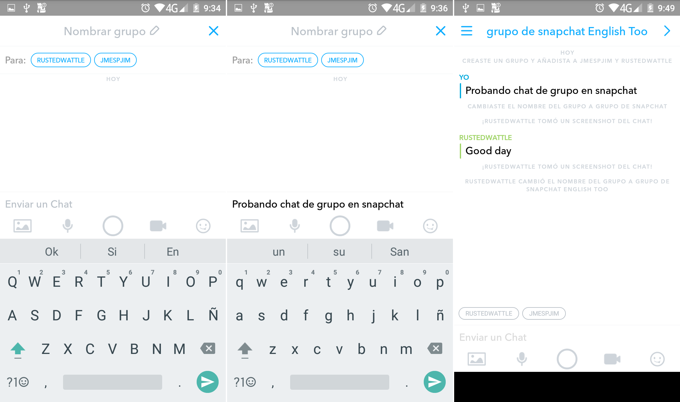 Snapchat y los grupos de chat