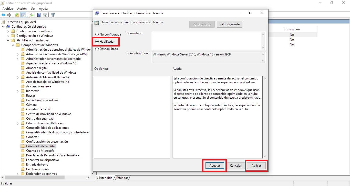 desactivar la barra de tareas programable en Windows 10