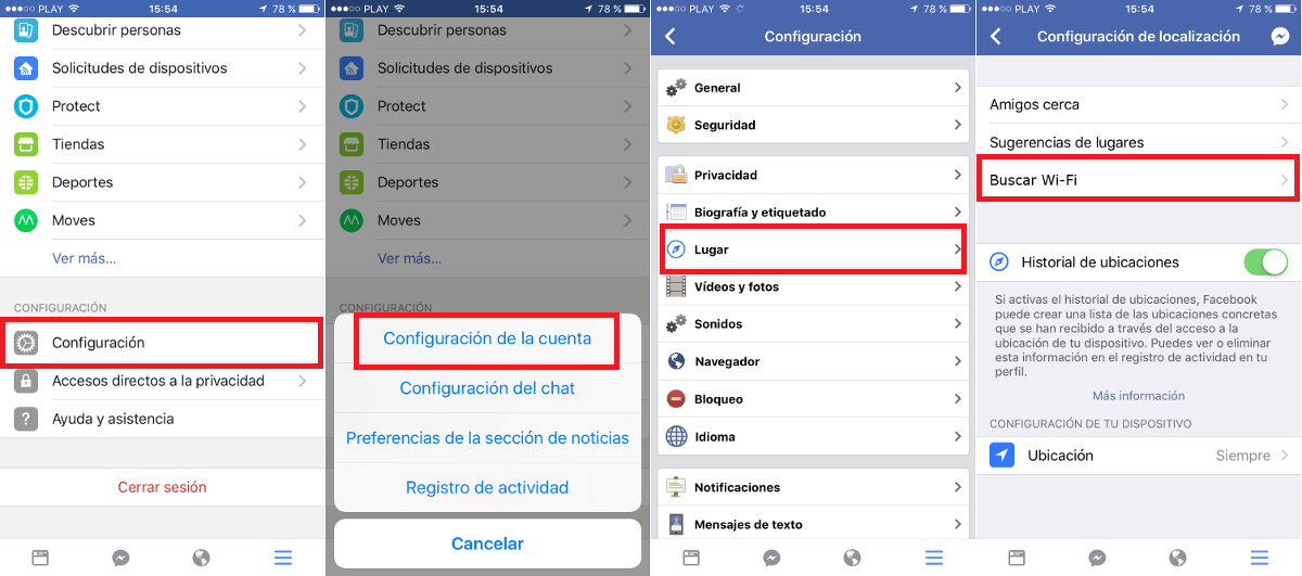 buscar Wifi publica con Facebook dsde Android o iOS