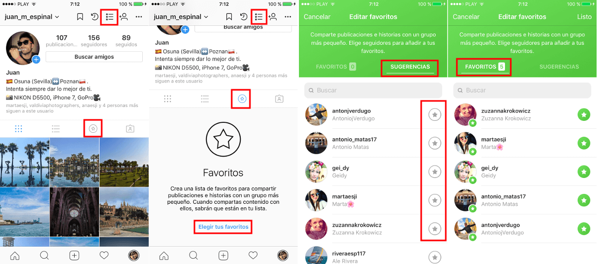 como activar la funcion favoritos de Instagram en Android e iOS