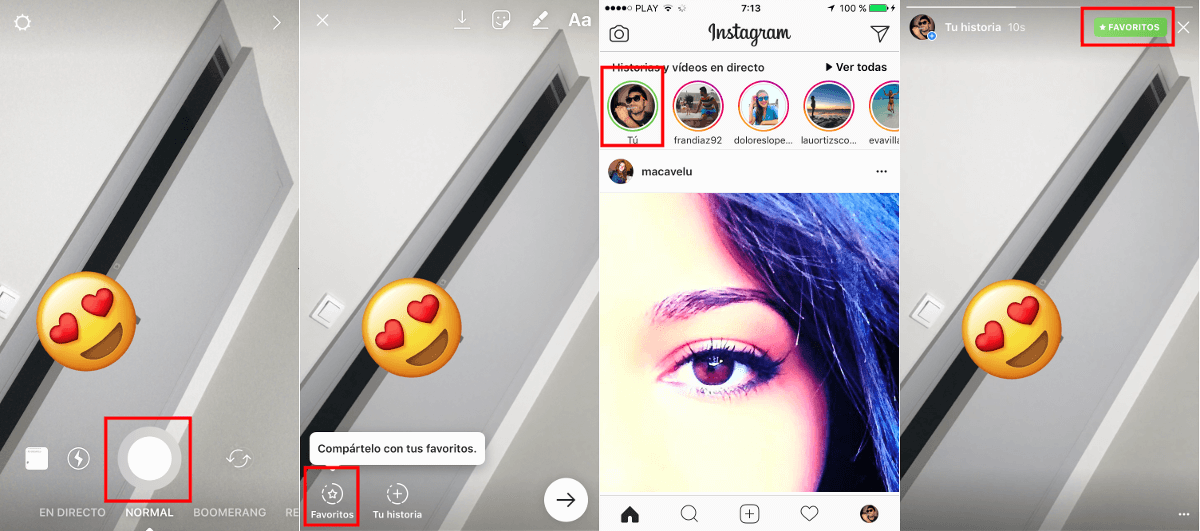 como activar la funcion favoritos de instagram para las Historias