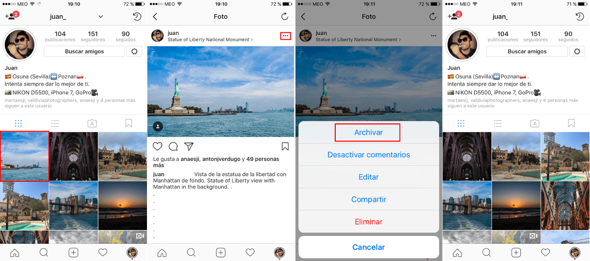 Como archivar las fotos y videos de tu perfil de instagram en iOS o Android