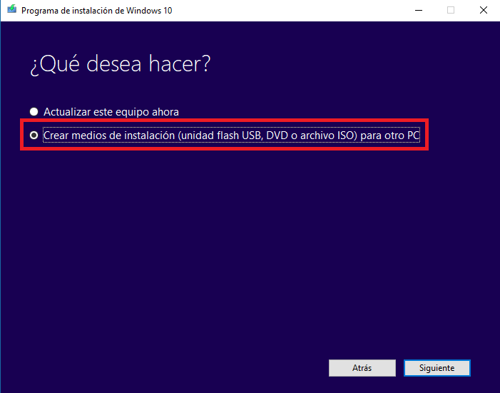 ISO de Windows 10 creators para instalacion desde 0