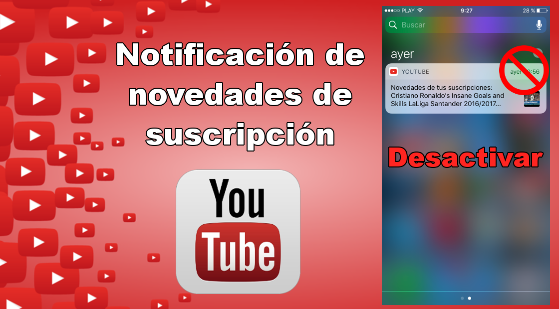 evitar las notificaciones de Youtube en iOS o Android