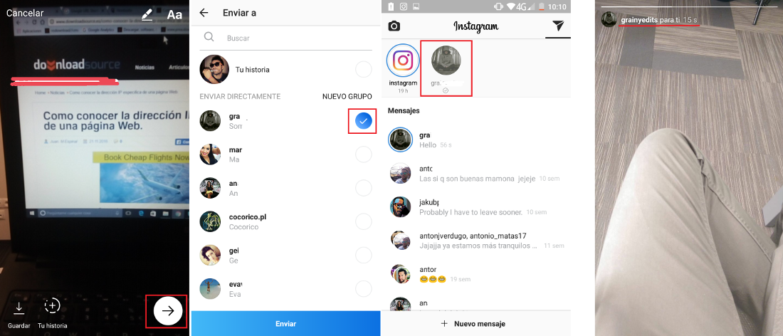 mensajes directos en Instagram con fotos que se borraran tras un tiempo determinado