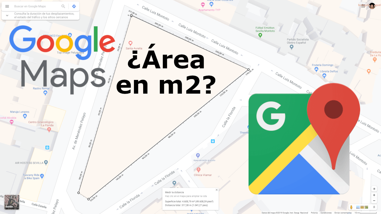 como medir área en Google Maps