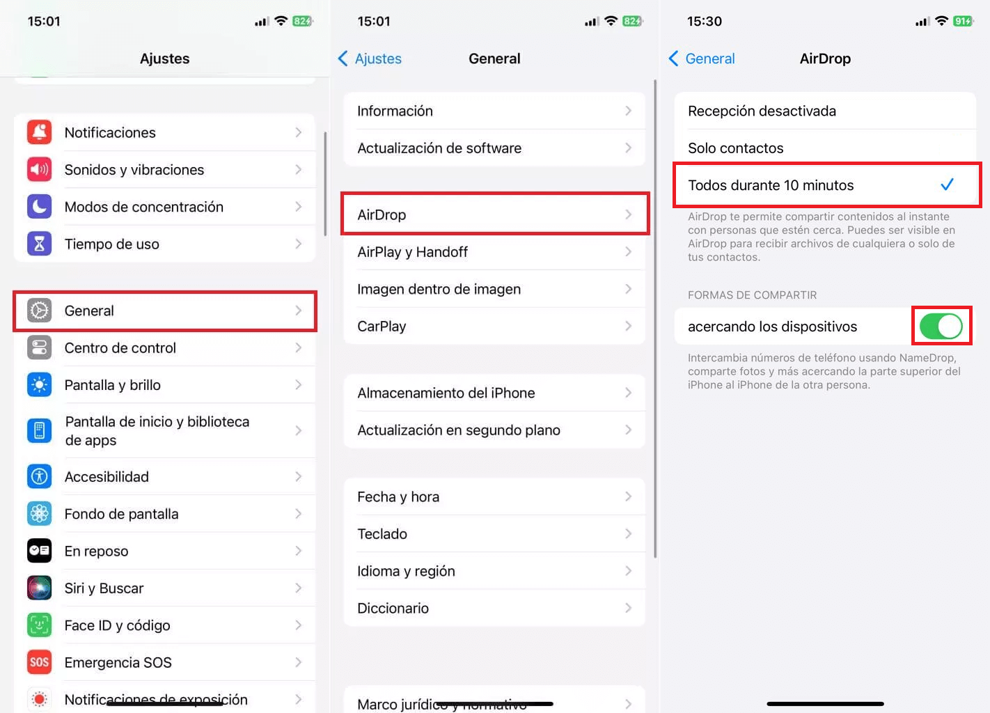 como activar y usar namedrop de airdrop en iOS 17 de tu iPhone