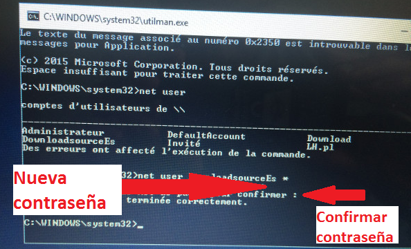 Recuperar contraseña windows 10 cmd