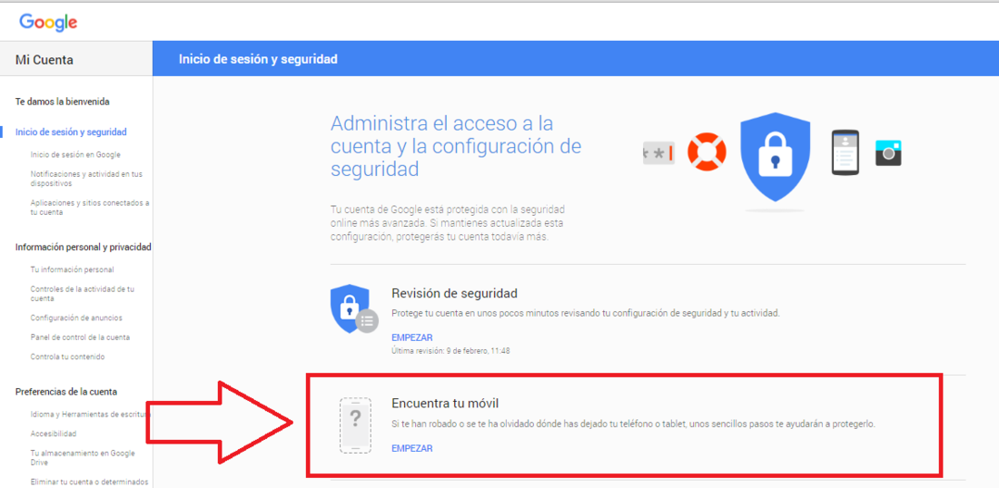 rastrear telefono celular con cuenta gmail