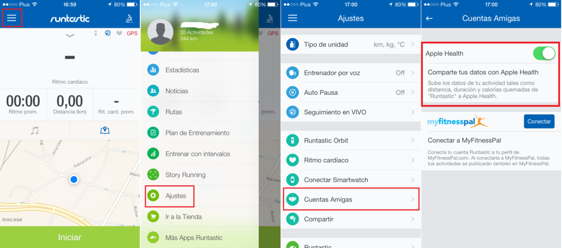 Conectar la aplicación salud de iOS a runtastic para la transferencia de información