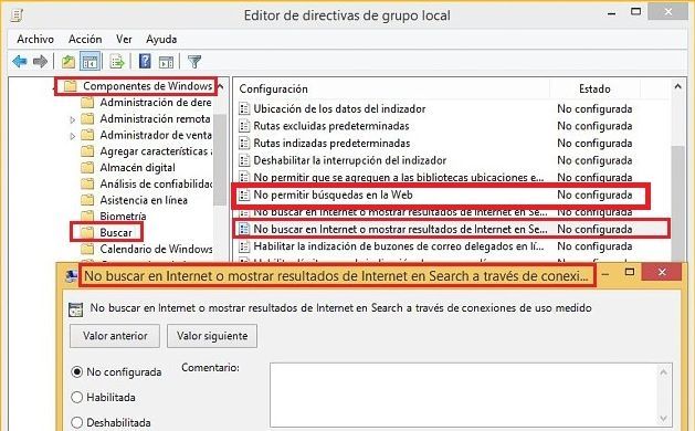 Como deshabilitar la busqueda Web y solo mostrar la busqueda local del sistema operativo Windows 10