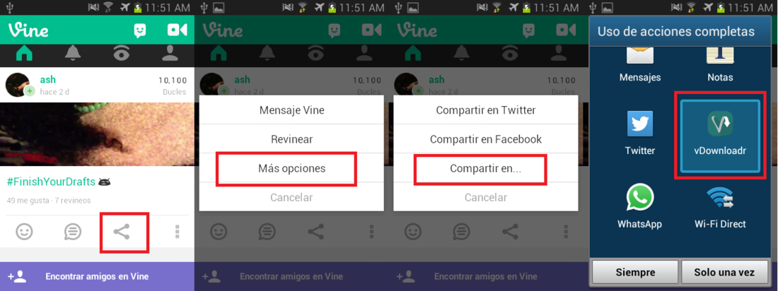 Como descargar videos de la app Vine en smartphone o tabletas Android