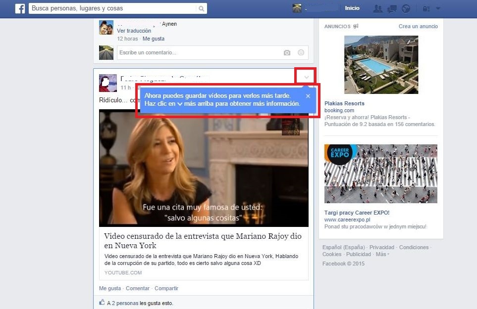 Como guardar videos de Facebook para visualizarlos mas tarde