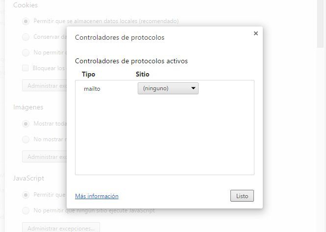 Gmail cliente de correo electrónico predeterminado de Google Chorme