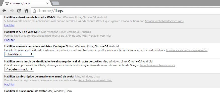 como deshabilitar nuevo sistema de administración de perfil para eliminar el menú de usuario