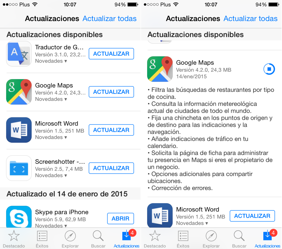 App Store descargar nueva versión de googla maps