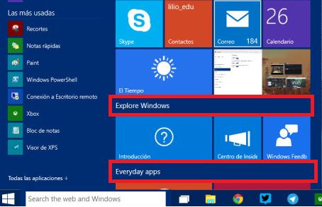 Como crear secciones en el menu de inicio de Windows 10
