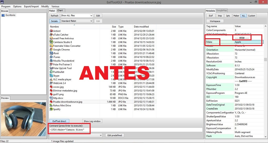 Como modificar los metadatos de una fotografia o imagen