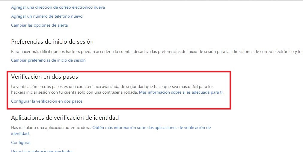 Como configurar la verificación  de dos pasos para Microsoft OneDrive