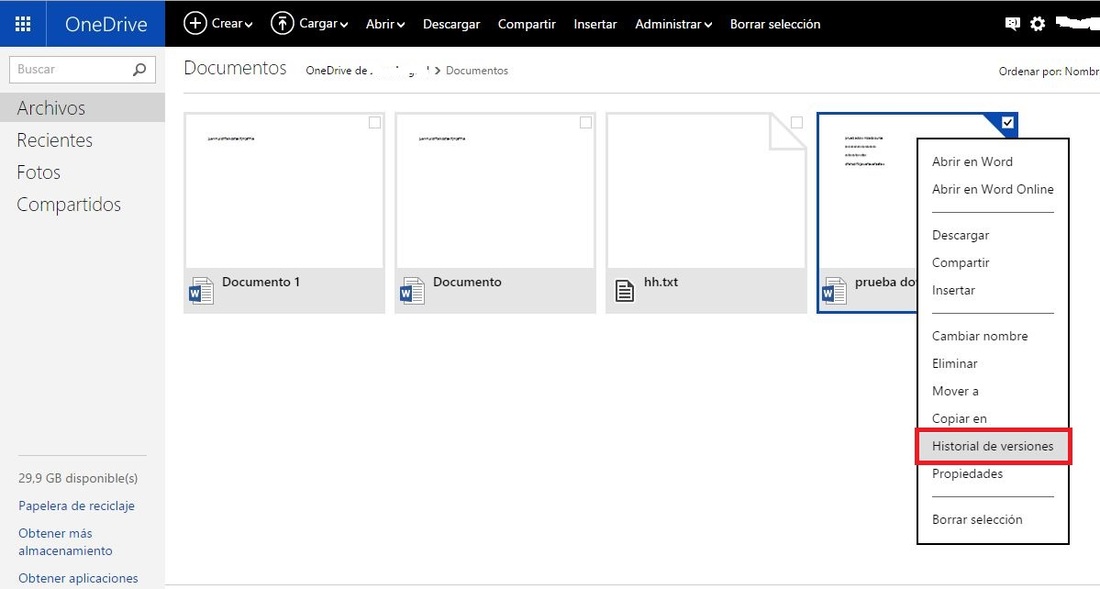 Como acceder a versiones anteriores de los archivos recientemente modificados