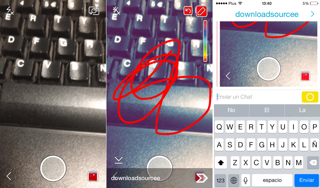 Como enviar las fotos de tu galeria en la aplicacion Snapchat