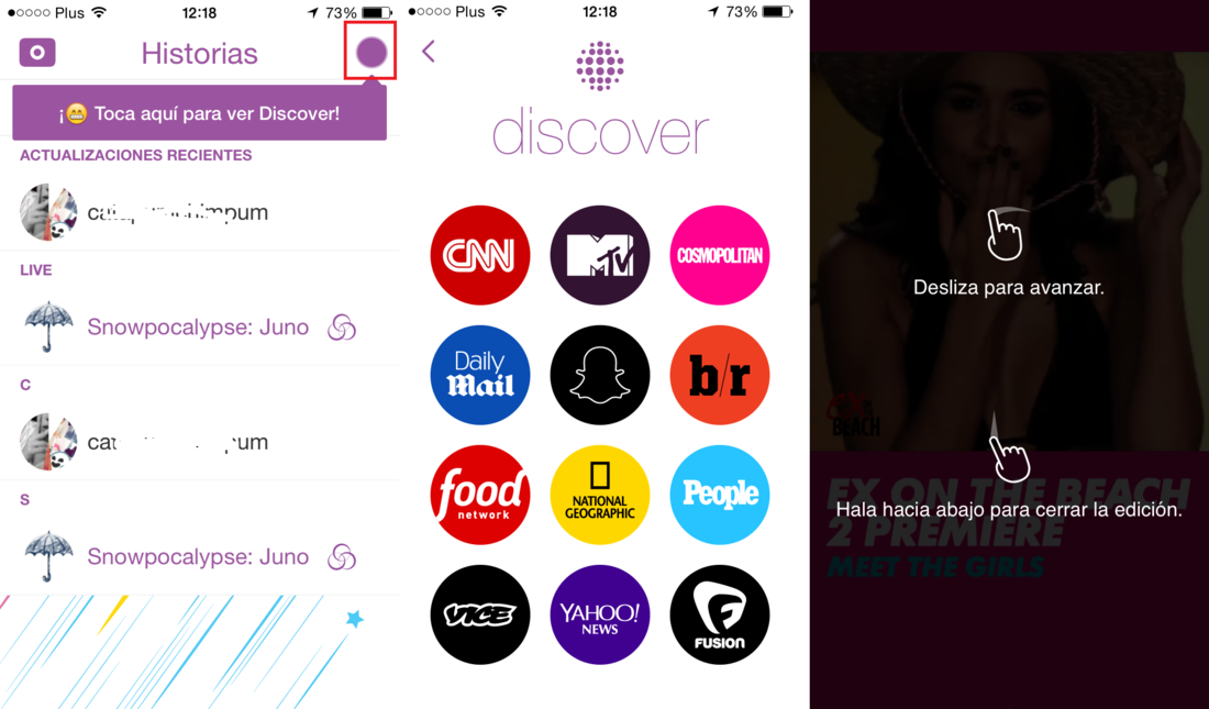 Como usar los nuevos canales de Snapchat dentro de la función discover