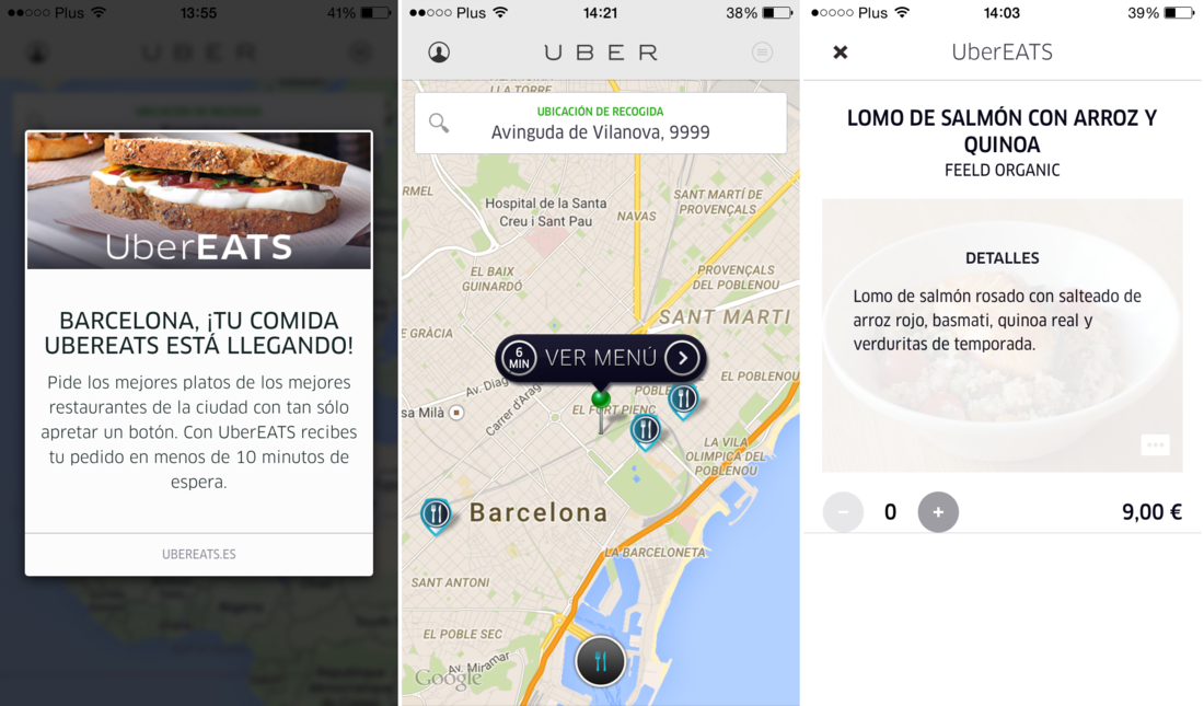La aplciación Uber ahora permite pedir comida a los restaurantes para que uno de sus conductores te la envie al lugar donde estes