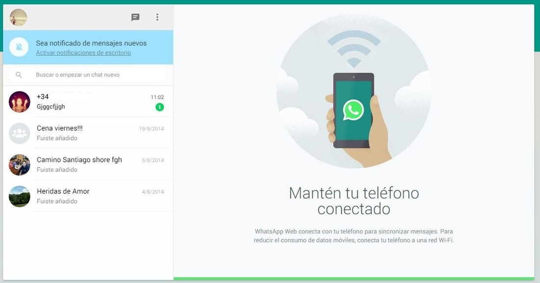 Whatsapp desde tu ordenador conectado con tu telefono Android