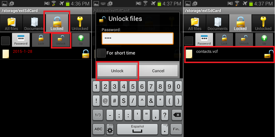 Como desbloquear los archivos protegidos por contraseña en la memoria interna de tu dispostivo o en la tarjeta de memoria SD