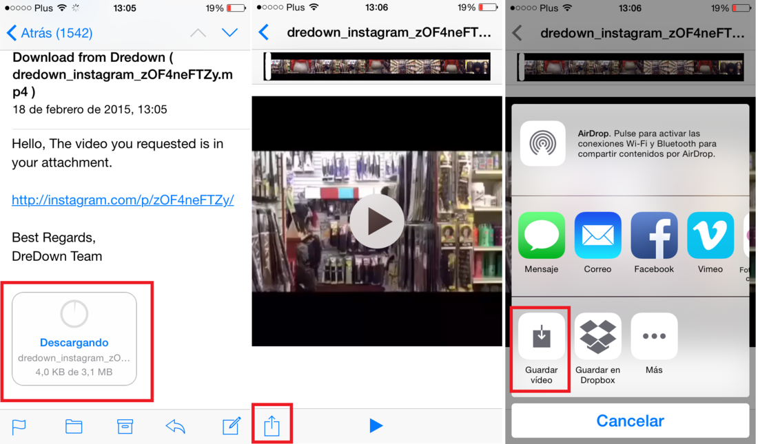 Como descargar videos de Instagram directamente en tu Smartphone gracias al servicio Web DreDown