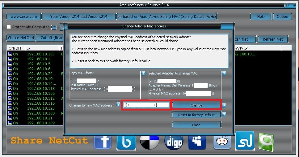 Como cambiar tu direccion Mac con el programa NetCut