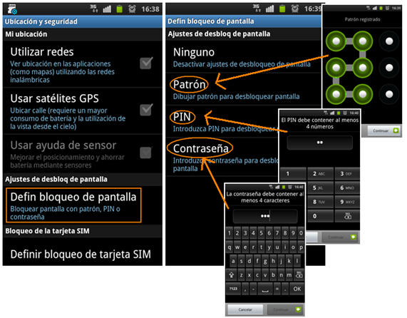 bloquear pantalla, android, codigo, patron, smartphone, tableta,