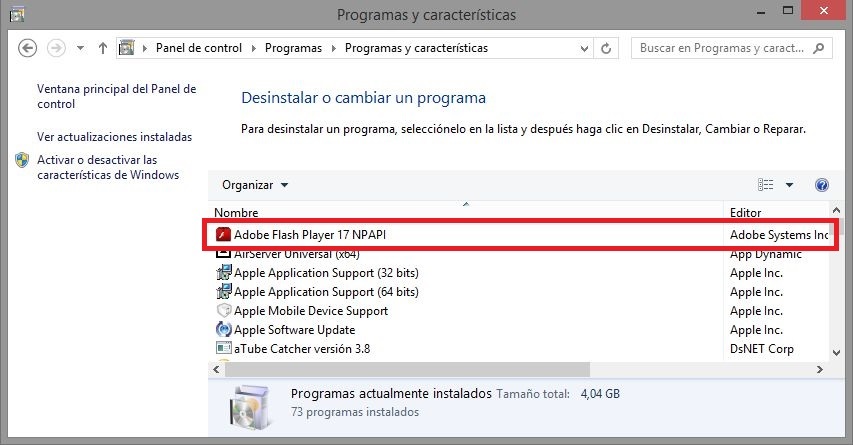 Como eliminar Adobe Flash de tu ordenador con windows 