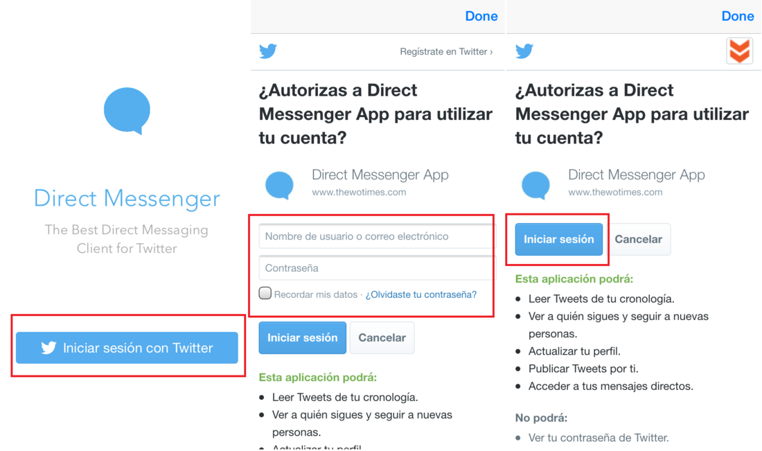 App de para chatear usando mensajes directos de Twitter