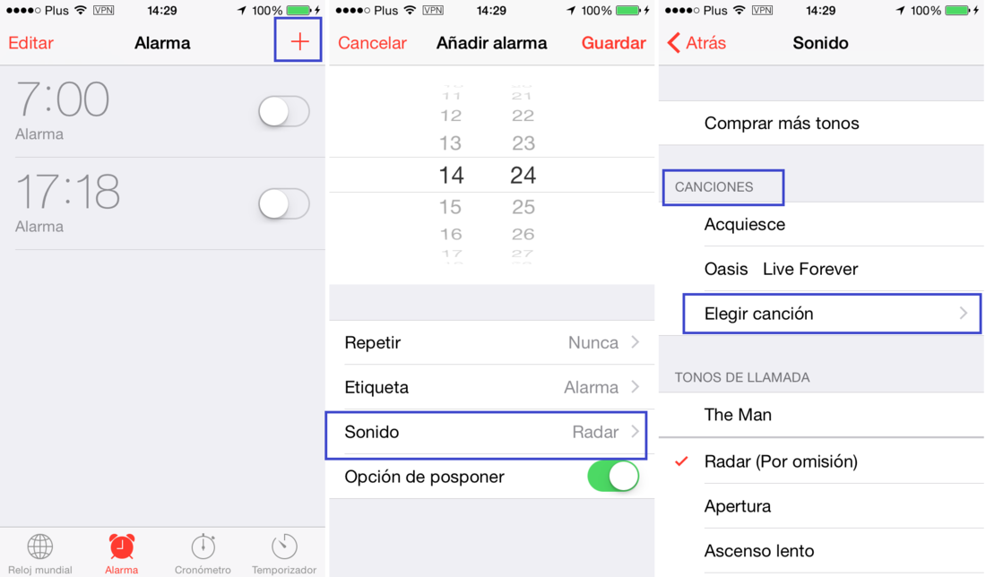 Canción de Apple music como alarma en iPhone iOS 8