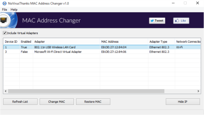 Modify the MAC address of our network card in Windows