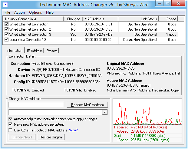 Cambiar nuestra dirección MAC de nuestro ordenador Windows más concretamente de la tarjeta de red