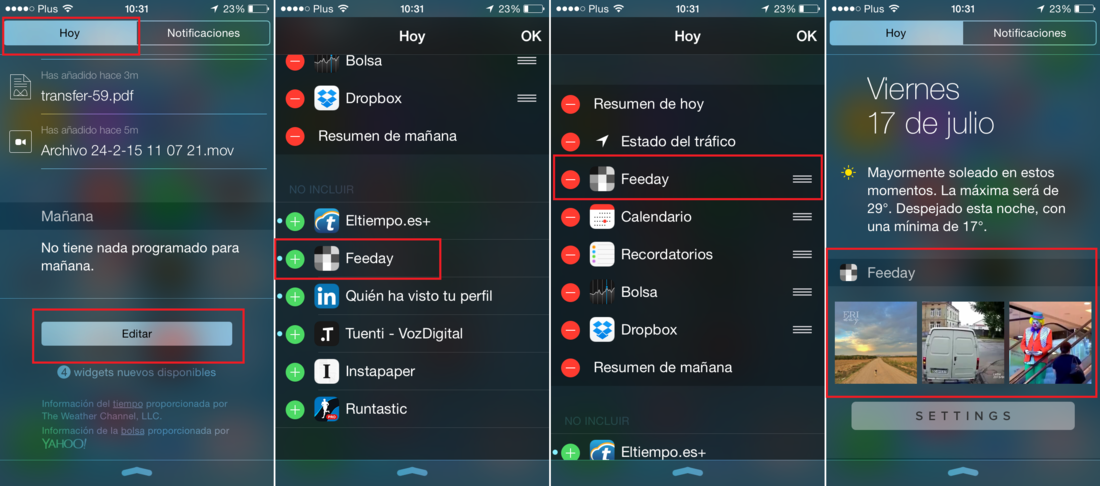 Widgets feeday para ver publicaciones de instagram desde las notificaciones