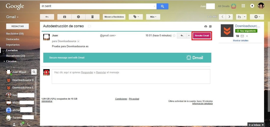 Como eliminar mensajes enviados a traves de Gmail